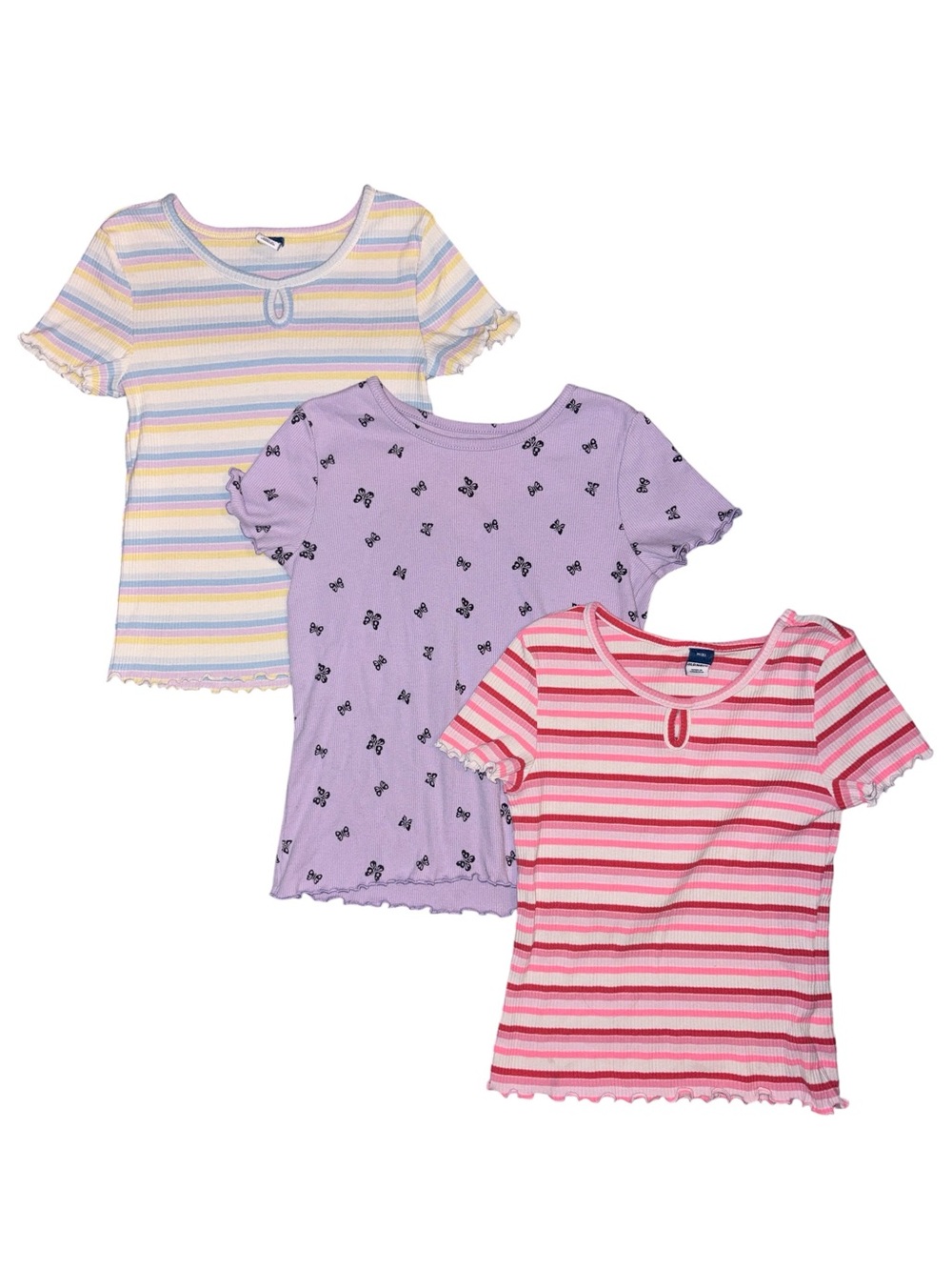 Girls Short Sleeve Ribbed Tee Bundle Of 3